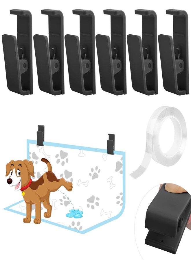 CAPHONT 6 Pcs Dog Pee Pad Holder, Potty Training Dog Pee Pad Holder for Leg-Lifting Marking Dogs Indoor Training Pad Holder for Small & Large Size Wee Wee Pad with Nano Gel Strip, Black - Image 1
